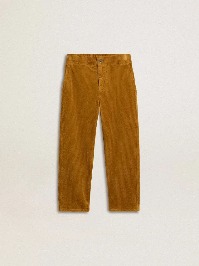 Tabakfarbene Chino-Hose für Jungen mit Stickerei