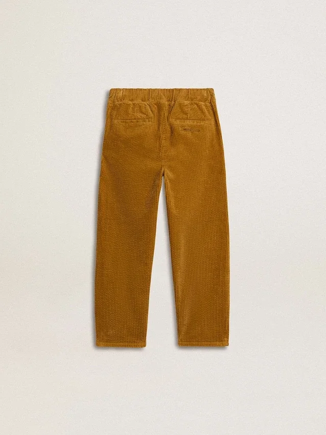 Tabakfarbene Chino-Hose für Jungen mit Stickerei