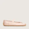 Étoile-Ballerinas aus puderrosa Satin mit puderrosa gesticktem Stern und elastischem Riemen