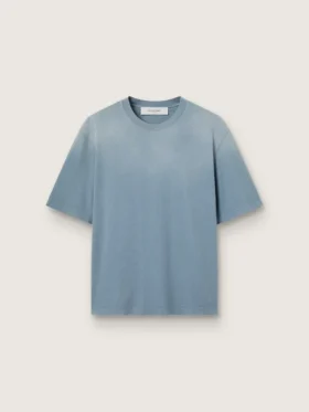 Unisex-Baumwoll-Hemd in Babyblau mit umgekehrtem Aufdruck auf der Rückseite