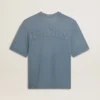 Unisex-Baumwoll-Hemd in Babyblau mit umgekehrtem Aufdruck auf der Rückseite