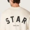 Unisex-Baumwoll-Hemd «Star» in Vintage-Weiss mit schwarzem Aufdruck auf der Rückseite