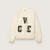Unisex-Baumwoll-Sweatshirt «Star» in Vintage-Weiss mit gestickten VCE-Aufnähern
