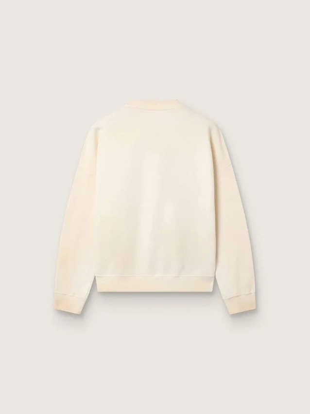 Unisex-Baumwoll-Sweatshirt «Star» in Vintage-Weiss mit gestickten VCE-Aufnähern