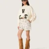Damen-Shorts aus schwarz-weissem Baumwollpopeline mit Blumenprint