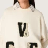 Unisex-Baumwoll-Sweatshirt «Star» in Vintage-Weiss mit gestickten VCE-Aufnähern