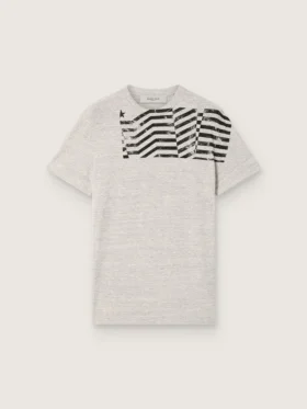 Unisex-Hemd aus grau meliertem Jersey mit Flaggenprint