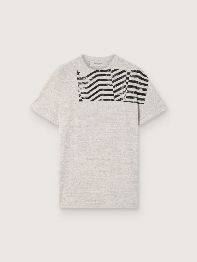Unisex-Hemd aus grau meliertem Jersey mit Flaggenprint