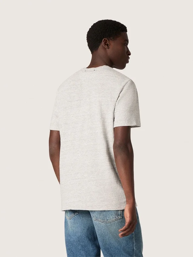 Unisex-Hemd aus grau meliertem Jersey mit Flaggenprint