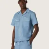 Unisex-Hemd aus hellblauem Denim mit Stickerei auf der Rückseite