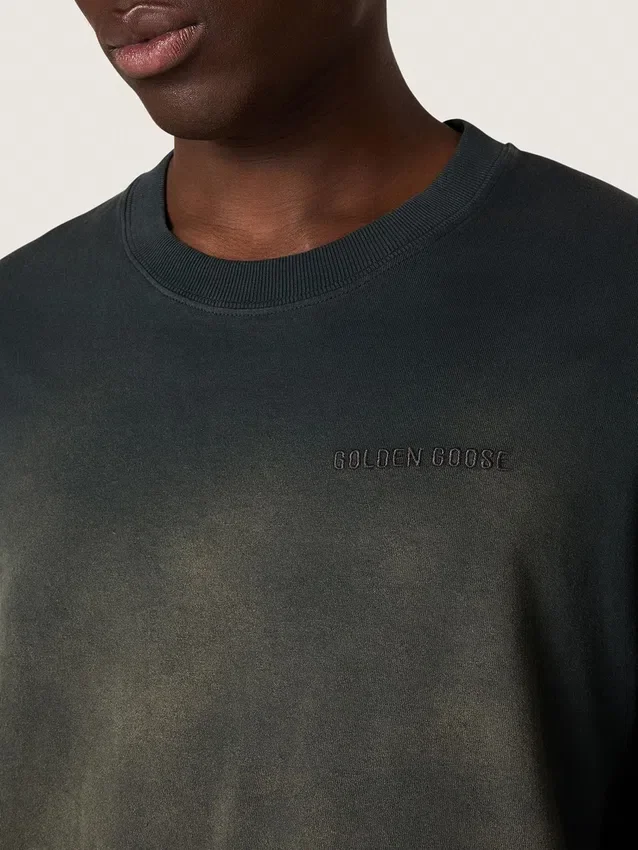 Unisex-Hemd aus schwarzem Baumwolljersey mit gesticktem Logo