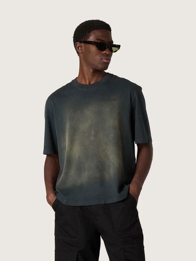 Unisex-Hemd aus schwarzem Baumwolljersey mit gesticktem Logo