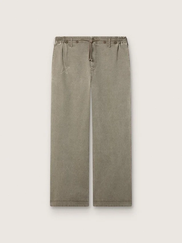 Unisex-Hose aus grauem Denim mit Kordelzug und Stern