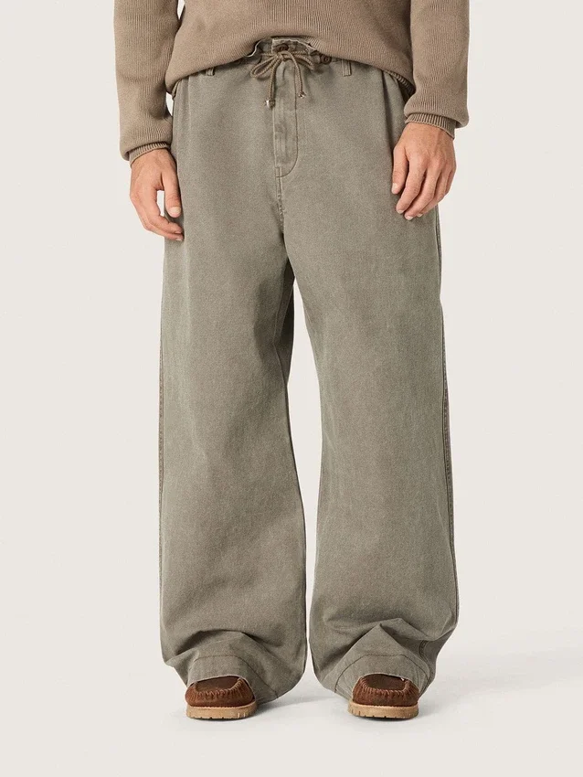 Unisex-Hose aus grauem Denim mit Kordelzug und Stern