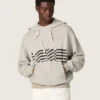 Unisex-Kapuzen-Sweatshirt aus grauer Baumwolle mit Vintage-Flaggenprint