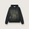 Unisex-Kapuzen-Sweatshirt aus schwarzer Baumwolle mit Bleich-Effekt