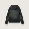 Unisex-Kapuzen-Sweatshirt aus schwarzer Baumwolle mit Bleich-Effekt