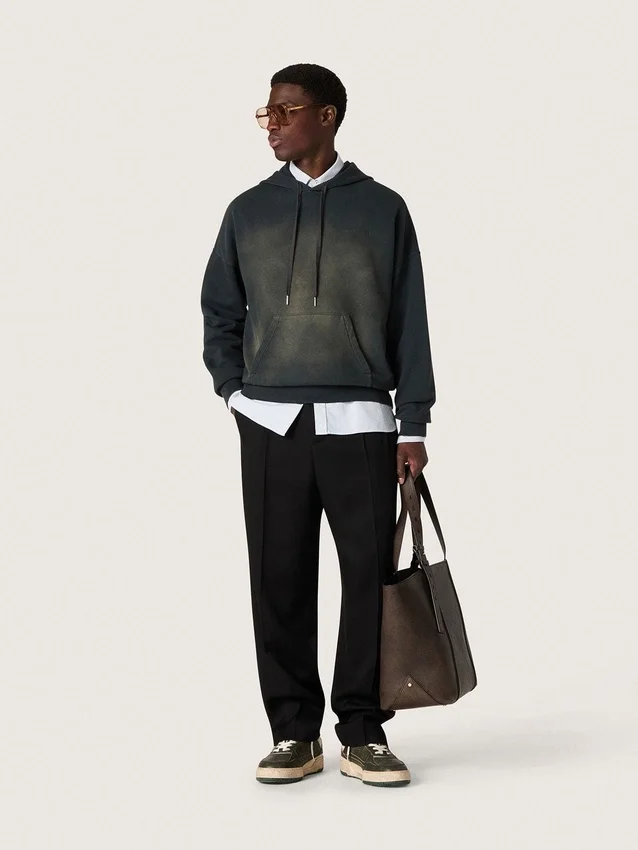 Unisex-Kapuzen-Sweatshirt aus schwarzer Baumwolle mit Bleich-Effekt