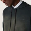 Unisex-Kapuzen-Sweatshirt aus schwarzer Baumwolle mit Bleich-Effekt