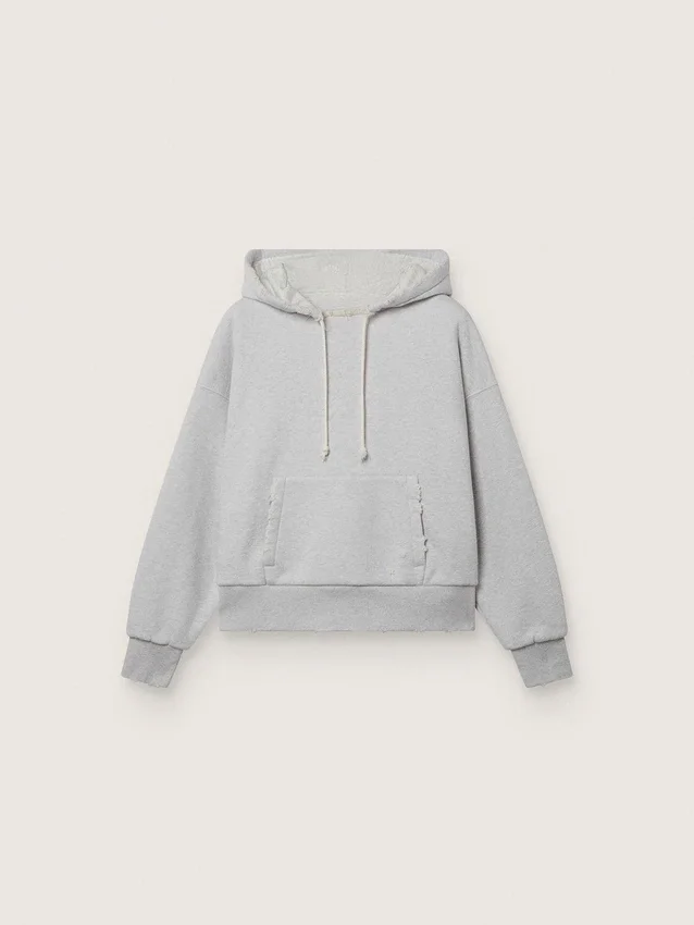 Unisex-Kapuzen-Sweatshirt «Star» aus grau melierter Baumwolle
