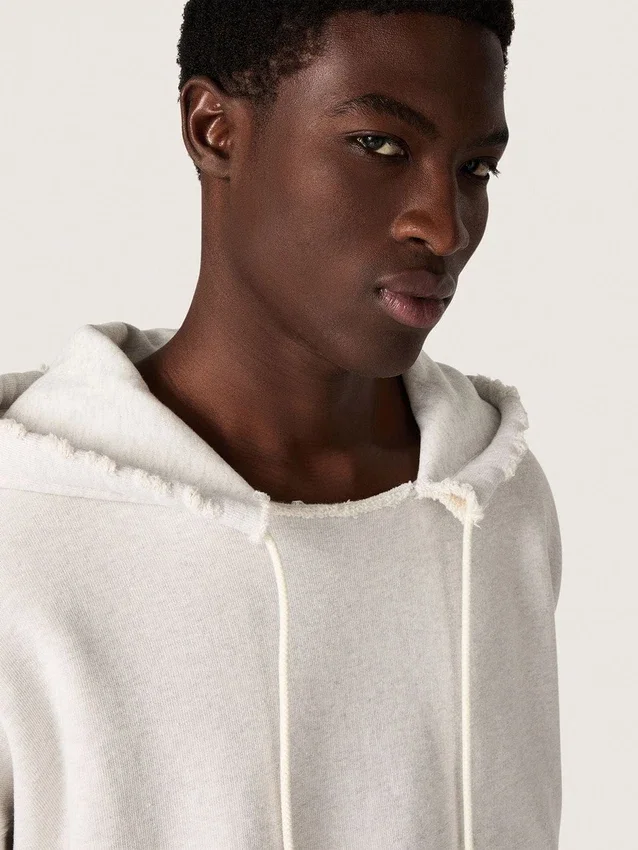 Unisex-Kapuzen-Sweatshirt «Star» aus grau melierter Baumwolle