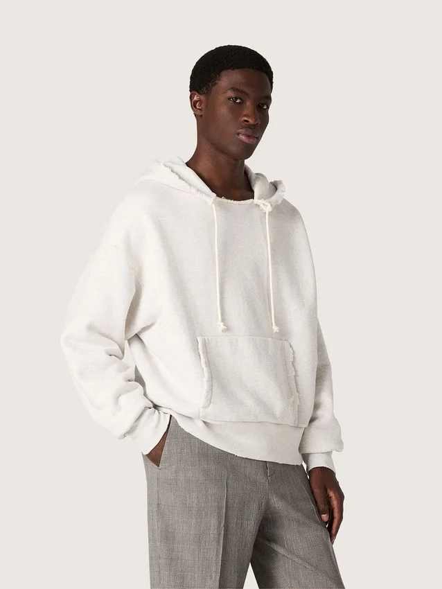 Unisex-Kapuzen-Sweatshirt «Star» aus grau melierter Baumwolle