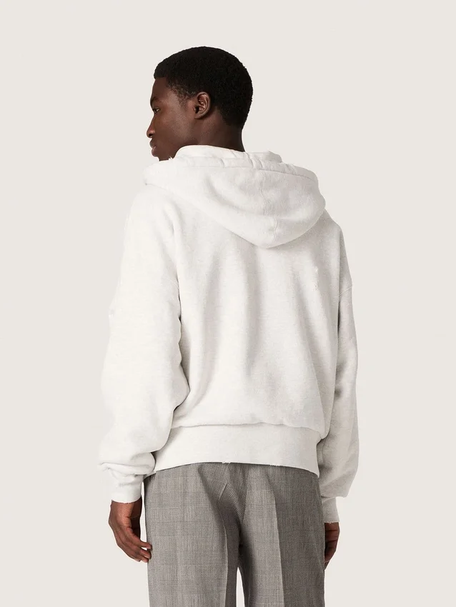 Unisex-Kapuzen-Sweatshirt «Star» aus grau melierter Baumwolle