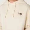 Unisex-Kapuzen-Sweatshirt «Star» aus weisser Baumwolle mit Logo-Print