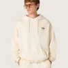 Unisex-Kapuzen-Sweatshirt «Star» aus weisser Baumwolle mit Logo-Print