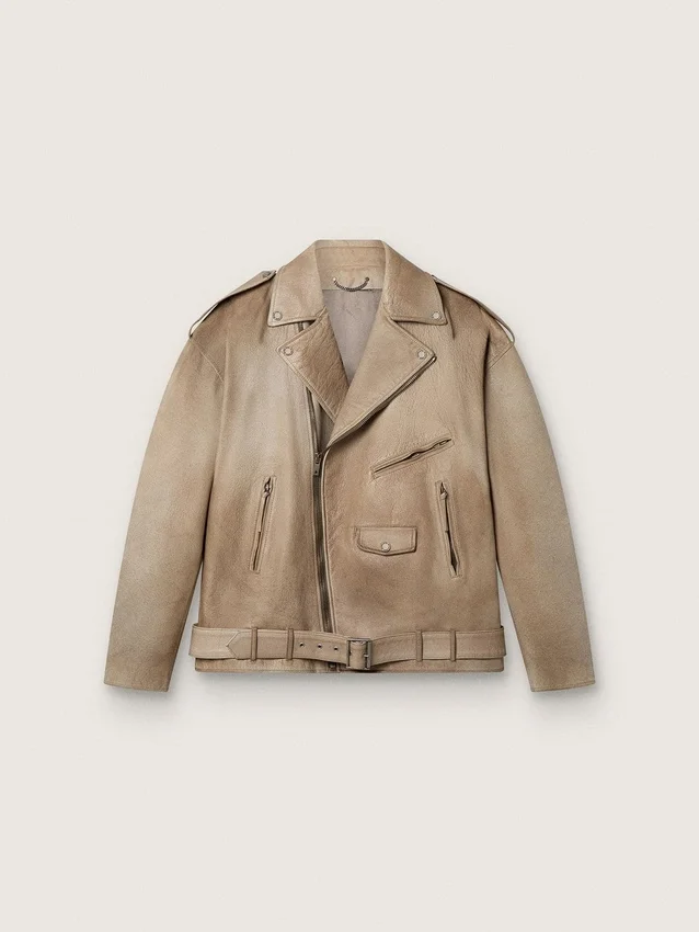Unisex-Lederjacke, von Hand bearbeitet und gefärbt