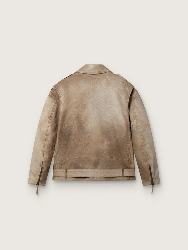 Unisex-Lederjacke, von Hand bearbeitet und gefärbt