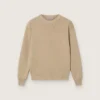 Unisex-Pullover für Kinder in Goldbeige mit Rippmuster und Logo auf dem Rücken