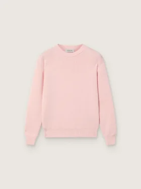 Unisex-Pullover für Kinder in Rosa mit Rippmuster und Golden-Logo auf dem Rücken