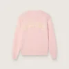 Unisex-Pullover für Kinder in Rosa mit Rippmuster und Golden-Logo auf dem Rücken