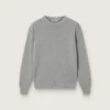 Unisex-Pullover «Golden» für Kinder aus grau meliertem Rippstrick mit Logo auf der Rückseite