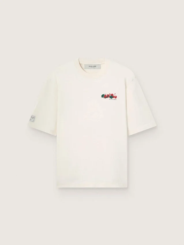 Unisex-Resort-Hemd aus weisser Baumwolle mit Aufdruck und Logo