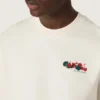 Unisex-Resort-Hemd aus weisser Baumwolle mit Aufdruck und Logo