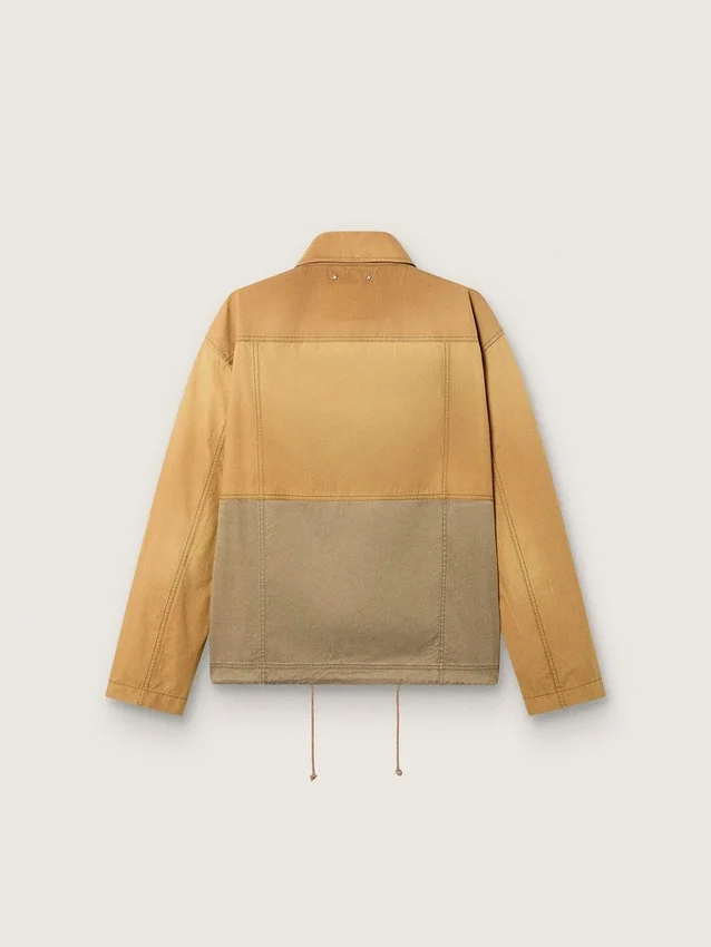 Unisex-Safarijacke aus beiger und militärgrüner Baumwolle mit Maxi-Taschen
