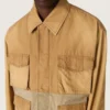 Unisex-Safarijacke aus beiger und militärgrüner Baumwolle mit Maxi-Taschen