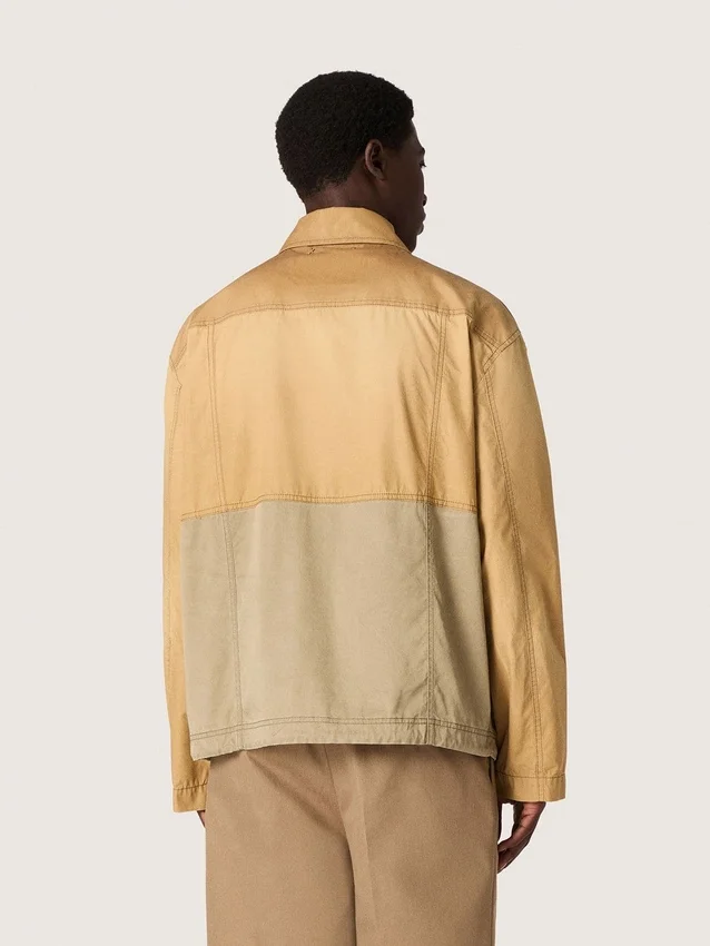 Unisex-Safarijacke aus beiger und militärgrüner Baumwolle mit Maxi-Taschen