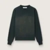 Unisex-Sweatshirt aus abgenutzter schwarzer Baumwolle mit gesticktem Logo
