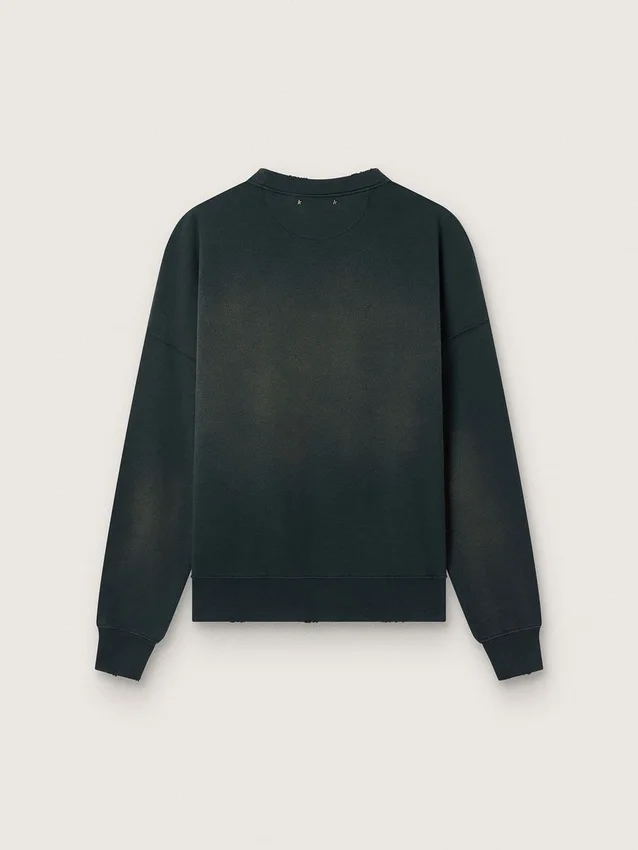 Unisex-Sweatshirt aus abgenutzter schwarzer Baumwolle mit gesticktem Logo