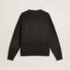 Unisex-Sweatshirt aus abgenutzter schwarzer Baumwolle mit gesticktem Logo