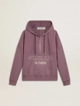 Unisex-Sweatshirt aus mauvefarbener Baumwolle mit Aufdruck auf der Vorderseite
