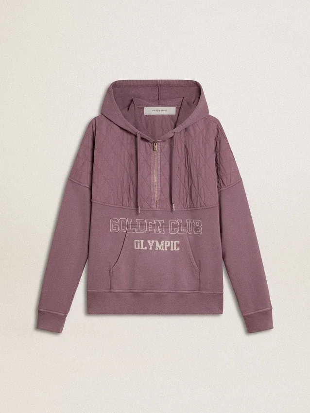 Unisex-Sweatshirt aus mauvefarbener Baumwolle mit Aufdruck auf der Vorderseite