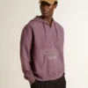 Unisex-Sweatshirt aus mauvefarbener Baumwolle mit Aufdruck auf der Vorderseite
