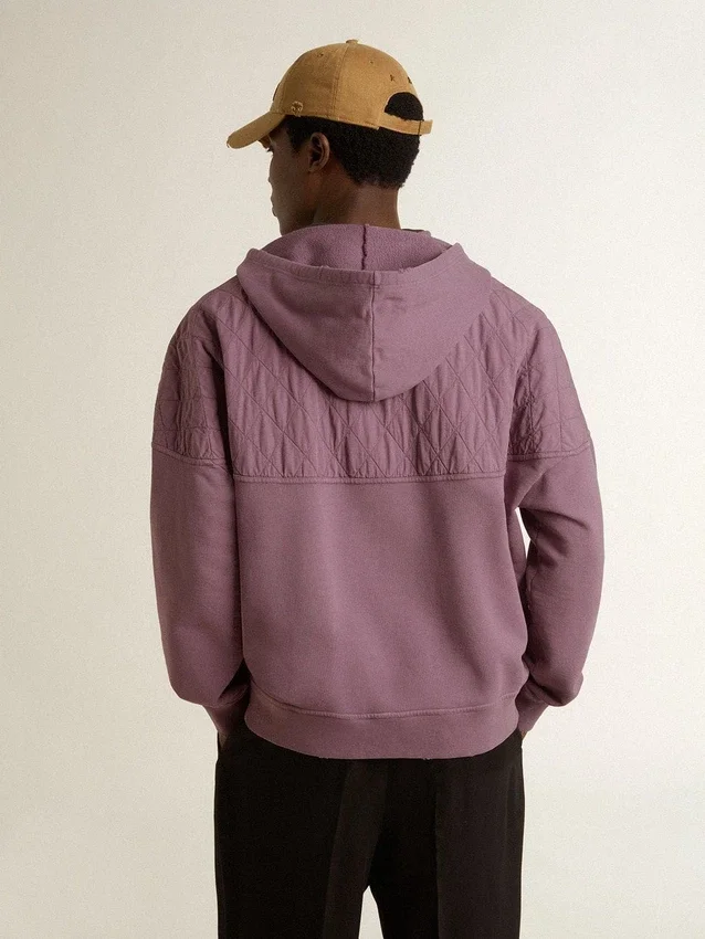 Unisex-Sweatshirt aus mauvefarbener Baumwolle mit Aufdruck auf der Vorderseite