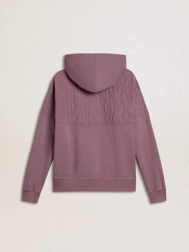 Unisex-Sweatshirt aus mauvefarbener Baumwolle mit Aufdruck auf der Vorderseite