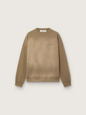 Unisex-Sweatshirt aus militärgrüner Baumwolle im Bleach-Look mit gesticktem Logo