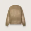 Unisex-Sweatshirt aus militärgrüner Baumwolle im Bleach-Look mit gesticktem Logo